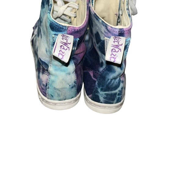 Dr Martens Hackney Acid scrunch washed Canvas Denim tie dye shoes size 10 hi top - Picture 3 of 6